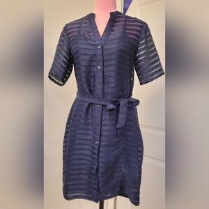 Banana Republic Sheer Striped Button-Down Dress Size 4
